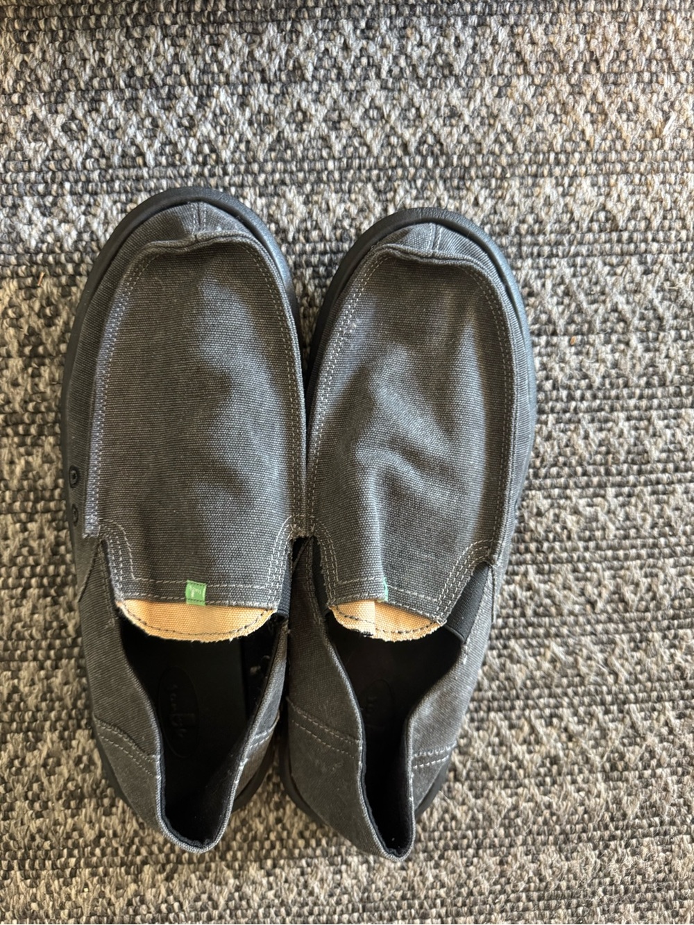Sanuk Sidewalk Surfer Slip-On Men’s Canvas Shoes in Charcoal Gray - size 12 men
